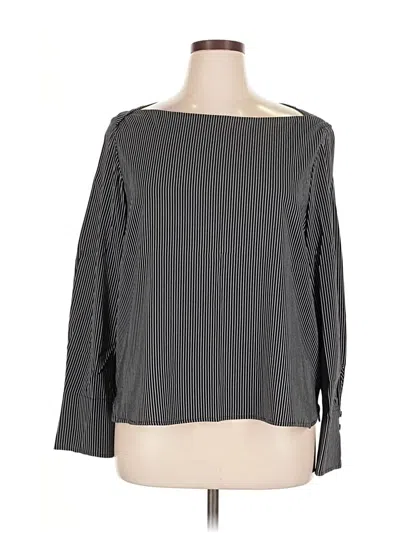 Pre-owned Mm. Lafleur Long Sleeve Top Gray Boatneck Tops