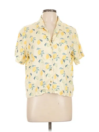 Pre-owned Marine Layer Short Sleeve Blouse In Yellow