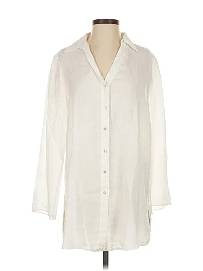 Pre-owned Elie Tahari 3/4 Sleeve Button Down Shirt In White