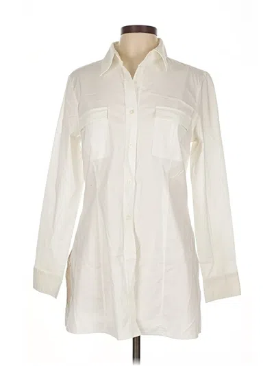 Pre-owned New York And Company Long Sleeve Button Down Shirt In White