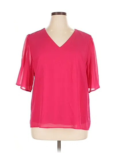 Pre-owned Jm Collection Short Sleeve Blouse In Pink
