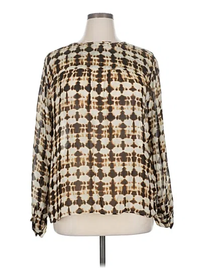 Pre-owned Karen Kane Long Sleeve Blouse In White