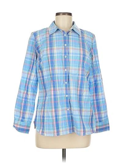 Pre-owned Talbots Long Sleeve Button Down Shirt In Blue