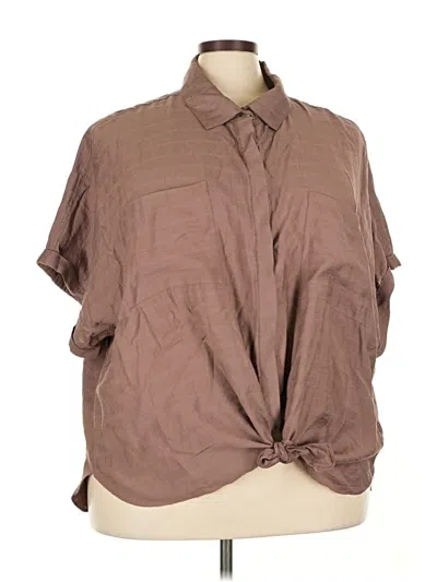 Pre-owned City Chic Short Sleeve Blouse In Brown