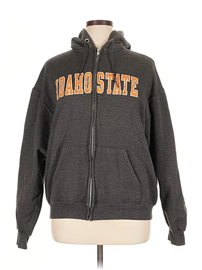 Pre-owned Champion Zip Up Hoodie In Gray