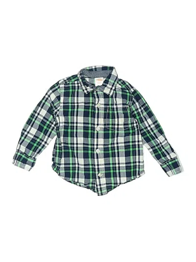 Pre-owned Gymboree Kids' Long Sleeve Button Down Shirt In Green