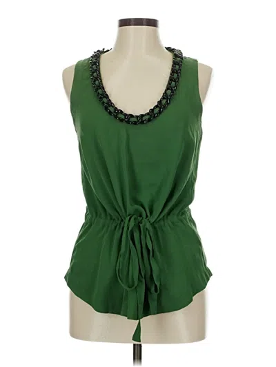 Pre-owned Robert Rodriguez Sleeveless Silk Top Green Keyhole Neckline Tops