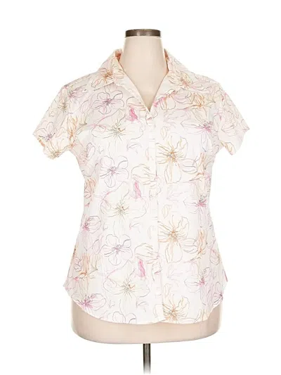 Pre-owned Ashley Stewart Short Sleeve Blouse In White