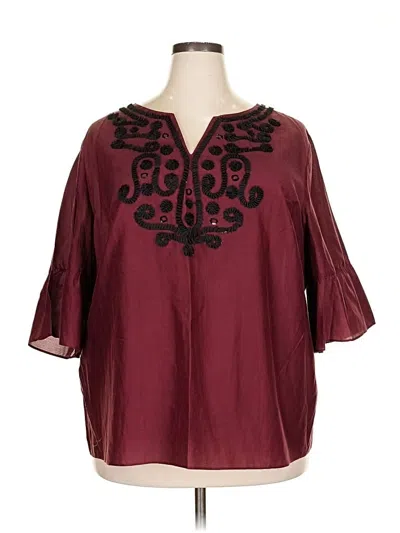 Pre-owned Rsvp By Talbots 3/4 Sleeve Blouse In Burgundy