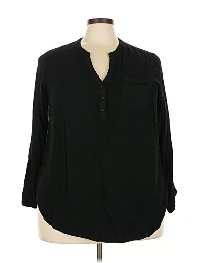 Pre-owned Torrid Long Sleeve Henley Shirt In Black