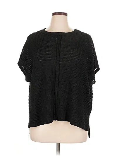 Pre-owned Zenana Short Sleeve Blouse In Black