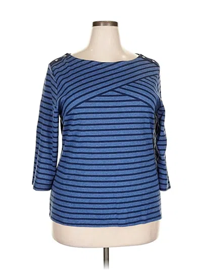 Pre-owned Karen Scott 3/4 Sleeve T-shirt In Blue