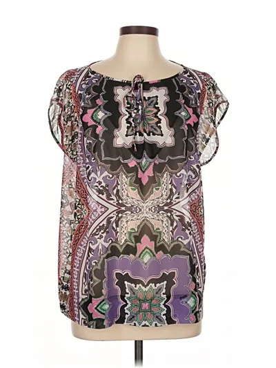 Pre-owned Hale Bob Short Sleeve Blouse In Purple