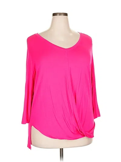 Pre-owned Cha Cha Vente 3/4 Sleeve Top Pink Sweetheart Neckline Tops
