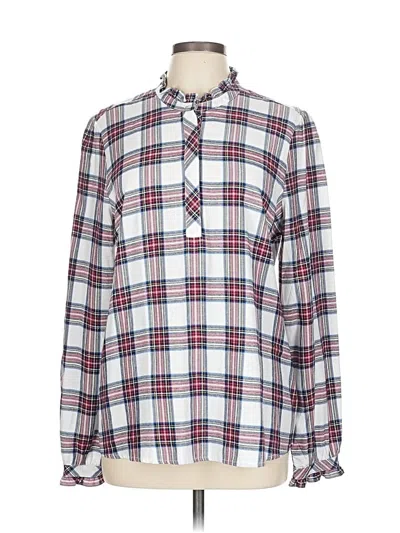 Pre-owned Southern Tide Long Sleeve Blouse In White