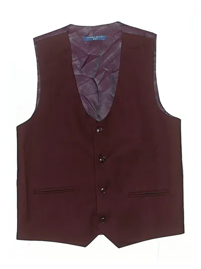 Pre-owned Perry Ellis Kids' Tuxedo Vest In Burgundy
