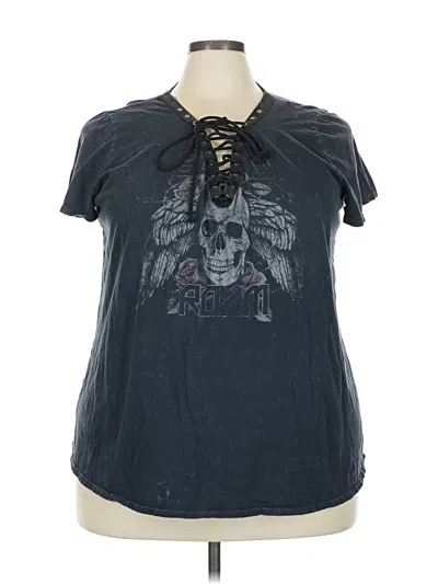 Pre-owned Torrid Short Sleeve Top Blue Keyhole Neckline Tops