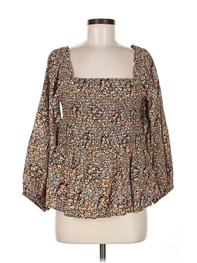 Pre-owned Madewell 3/4 Sleeve Blouse In Brown