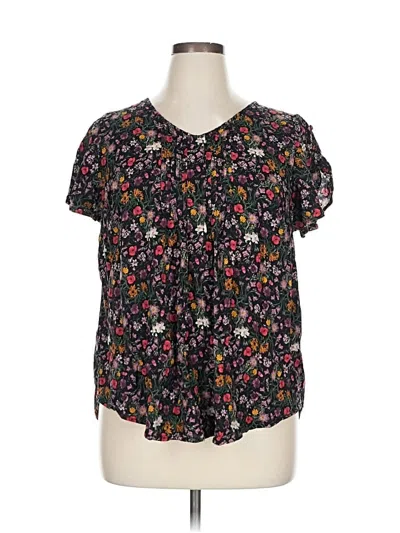 Pre-owned Torrid Short Sleeve Blouse In Black