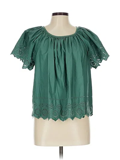 Pre-owned Gap Short Sleeve Blouse In Green