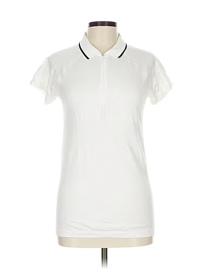 Pre-owned Athleta Short Sleeve Polo Shirt In White