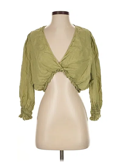 Pre-owned Zara Tank Top Green Plunge Neckline Tops