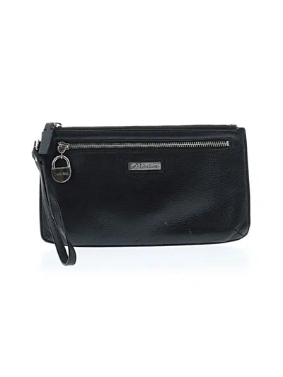 Pre-owned Calvin Klein Leather Wristlet In Black