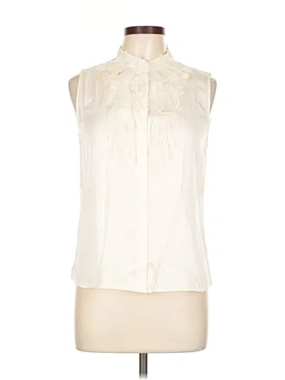 Pre-owned Elie Tahari Sleeveless Silk Top Ivory High Neck Tops In White
