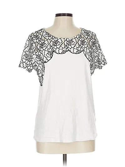 Pre-owned Rafaella Short Sleeve Top White Sweetheart Neckline Tops