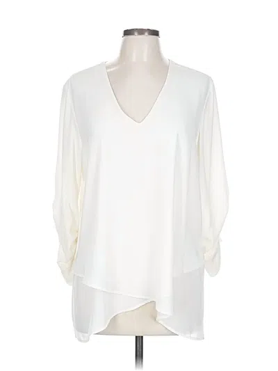 Pre-owned Karen Kane 3/4 Sleeve Blouse In White