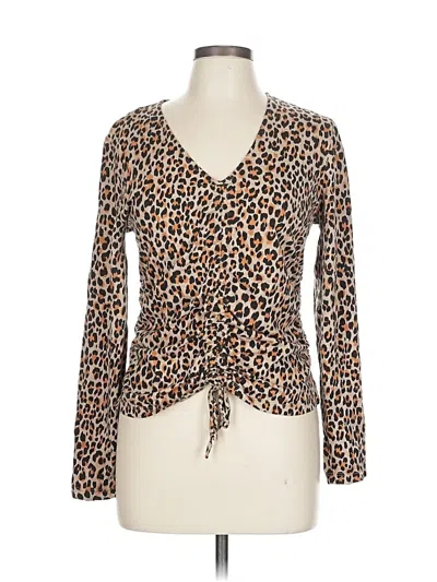 Pre-owned Dkny Jeans Long Sleeve Top In Brown