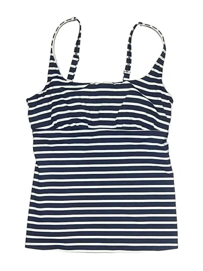 Pre-owned Lands' End Swimsuit Top Blue Stripes Pattern Swimwear
