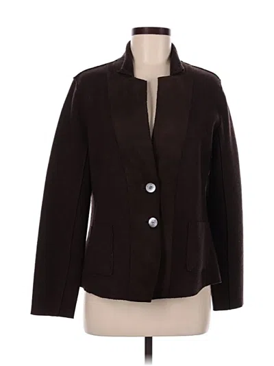 Pre-owned Eileen Fisher Wool Blazer Jacket In Brown