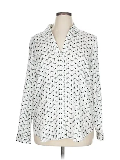 Ann Taylor Long Sleeve Blouse In White