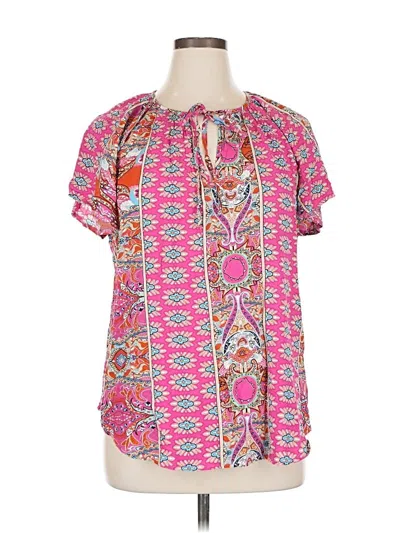 Pre-owned Angashion Short Sleeve Blouse In Pink