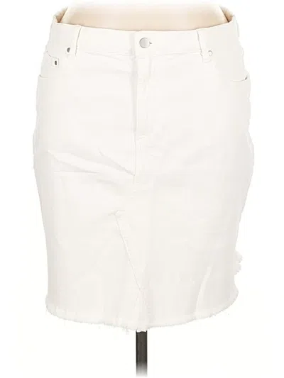 Pre-owned Baccini Denim Skirt In White