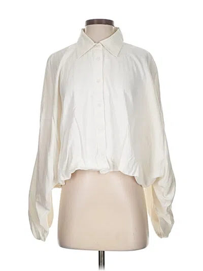 Pre-owned Banana Republic Factory Store Long Sleeve Blouse In White