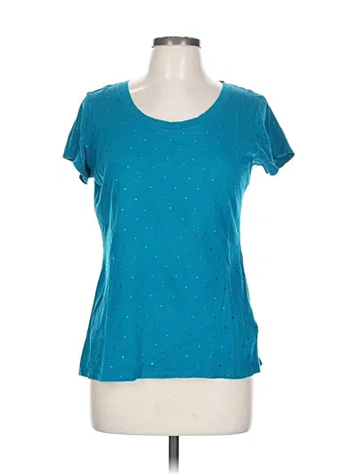 Pre-owned Chaus Sport Short Sleeve Top Teal Scoop Neck Tops In Blue