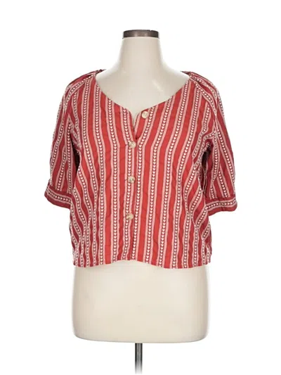 Pre-owned Harper Short Sleeve Blouse In Red