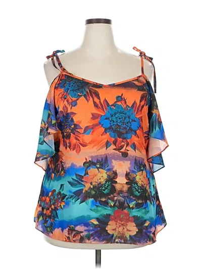 Pre-owned City Chic Sleeveless Blouse In Orange