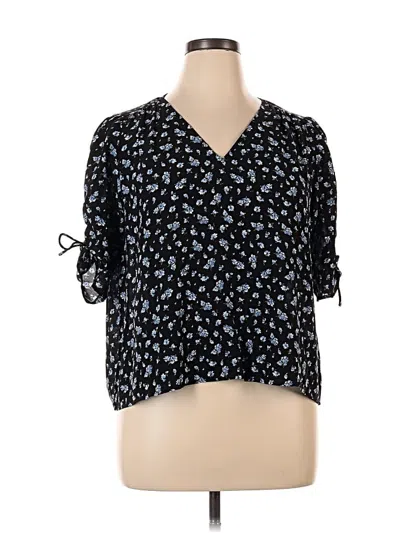 Pre-owned Madewell Short Sleeve Blouse In Black