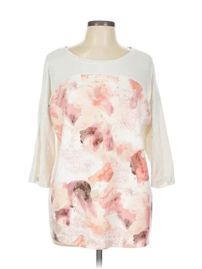 Pre-owned Style & Co 3/4 Sleeve Top Ivory Boatneck Tops In White