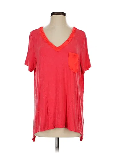 Pre-owned Pol Short Sleeve Top Red V Neck Tops