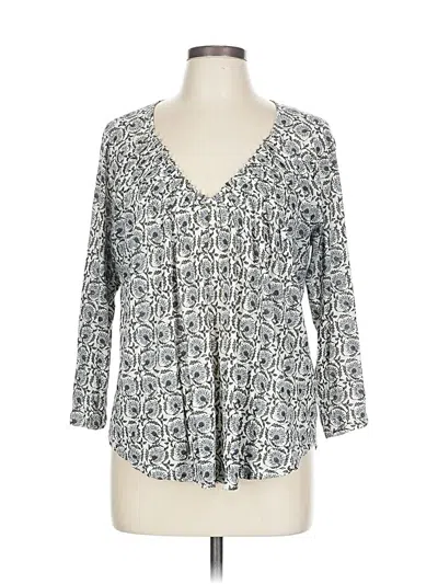 Pre-owned Lucky Brand 3/4 Sleeve Blouse In Gray