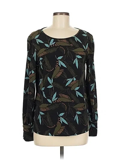 Pre-owned Tahari Long Sleeve Top Black Boatneck Tops