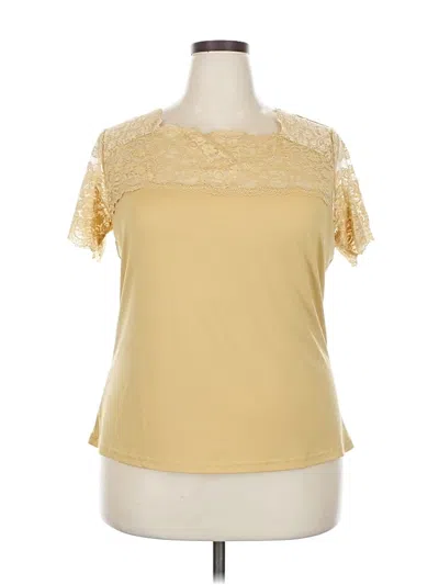 Pre-owned Jessica London Short Sleeve Top Gold Sweetheart Neckline Tops