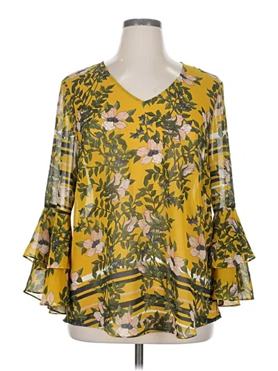 Pre-owned Cabi 3/4 Sleeve Blouse In Yellow