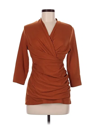Pre-owned Peruvian Connection 3/4 Sleeve Blouse In Brown