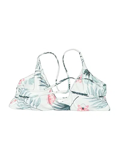 Pre-owned Unbranded Swimsuit Top White Tropical Pattern Swimwear