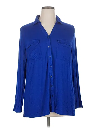 Pre-owned Kim Rogers Long Sleeve Button Down Shirt In Blue